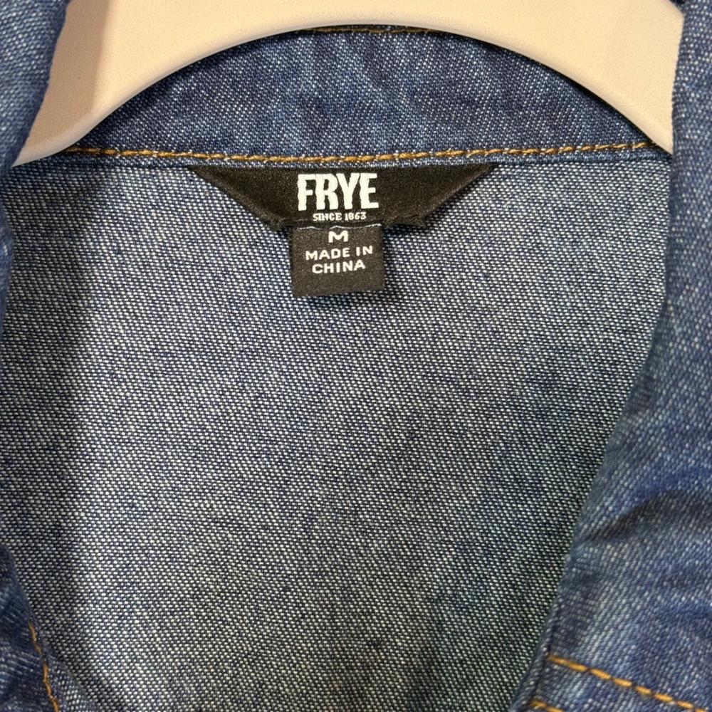 Frye Denim Shirt Dress Womens Medium Blue Excellent Button‎ Front Long Sleeve - Picture 3 of 9